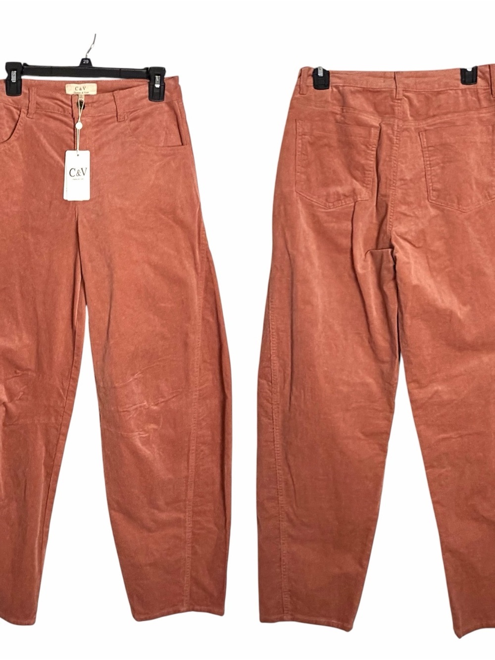 NEW Chelsea & Violet Barrel Corduroy Jeans Pants Coral Cotton Pockets Size 30 - Picture 2 of 12